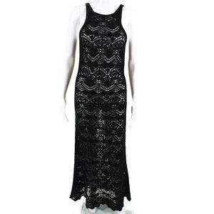 Cecilia Prado Black Metallic Crochet Maxi Dress S